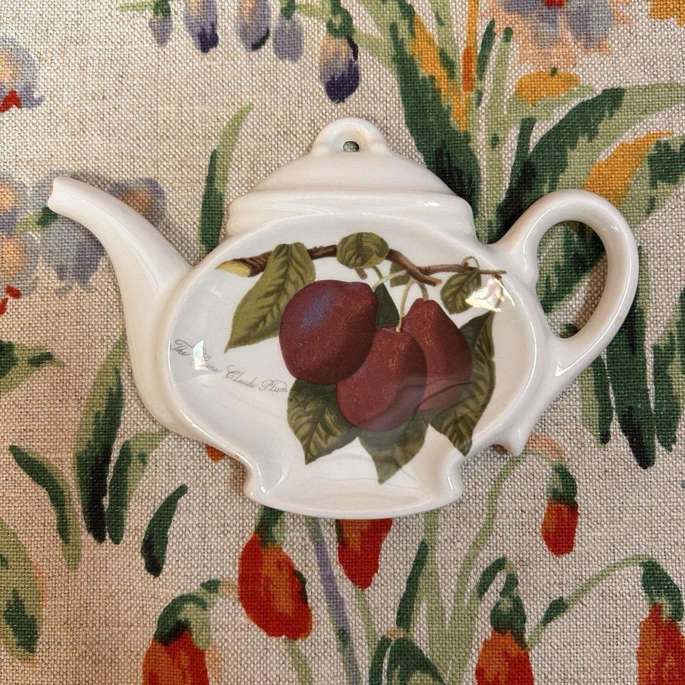 Portmeirion Pomona Reine Claude Plum Tea Bag Holder Spoon Rest Ceramic England